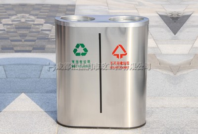 户外不锈钢环保垃圾桶T-18169