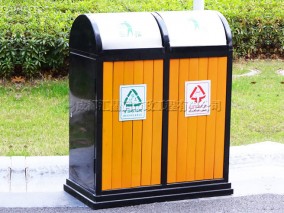 户外钢木分类垃圾桶T-18021